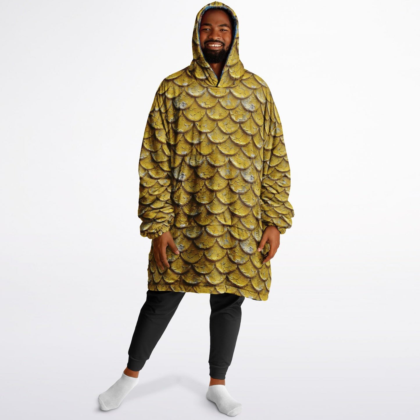 Reversible Snug Hoodie - Golden Scales and Deep Sea Scales Designs - AOP