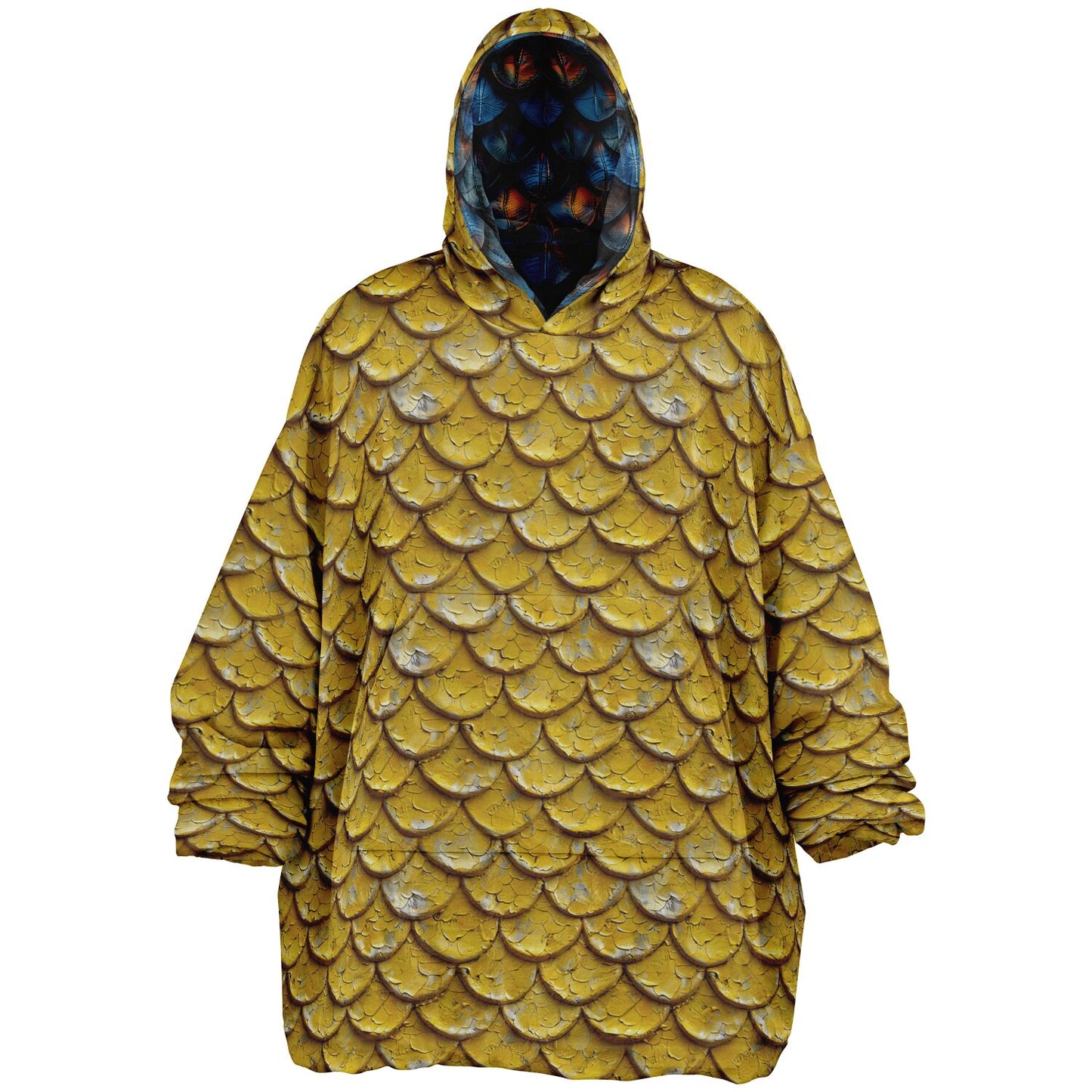 Reversible Snug Hoodie - Golden Scales and Deep Sea Scales Designs - AOP