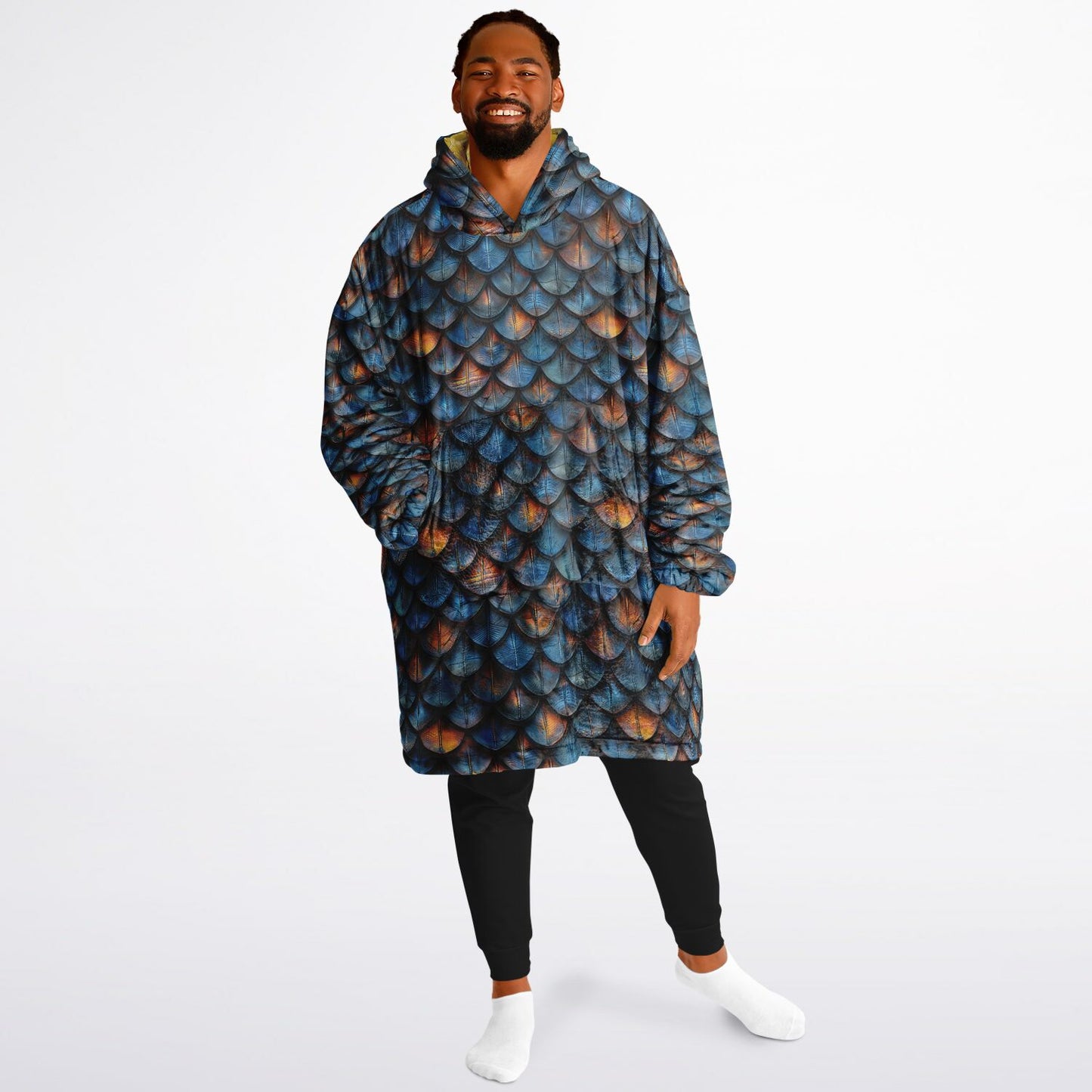 Reversible Snug Hoodie - Golden Scales and Deep Sea Scales Designs - AOP