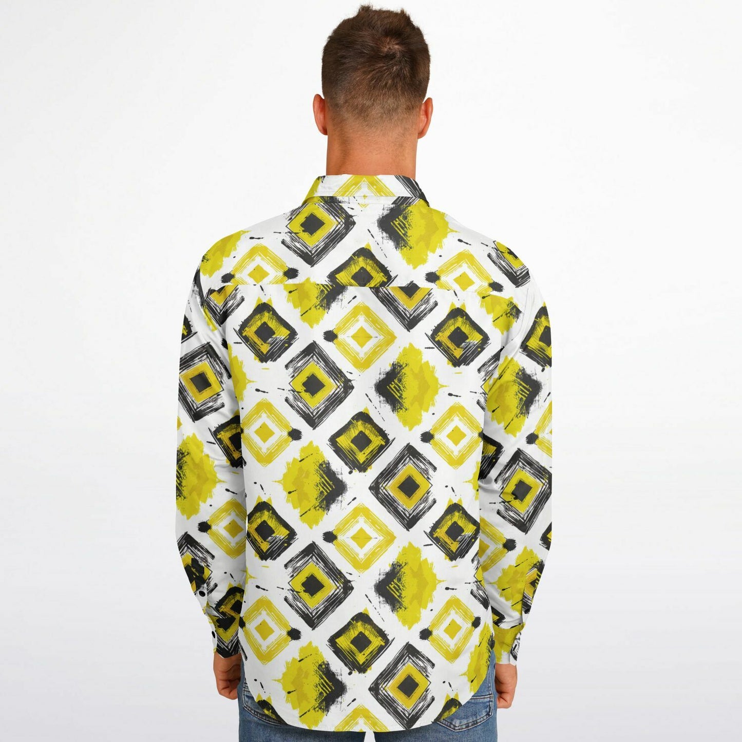 Geometric Vibes Long Sleeve Button Down Shirt