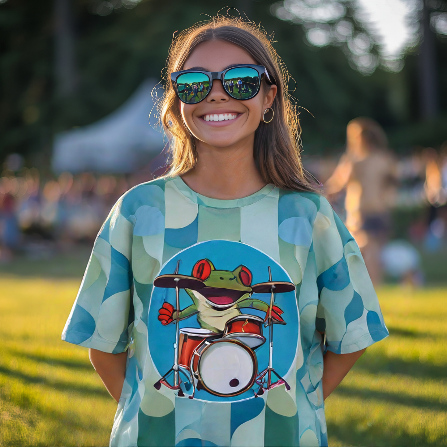 Drumming Frog Retro Groove T-Shirt