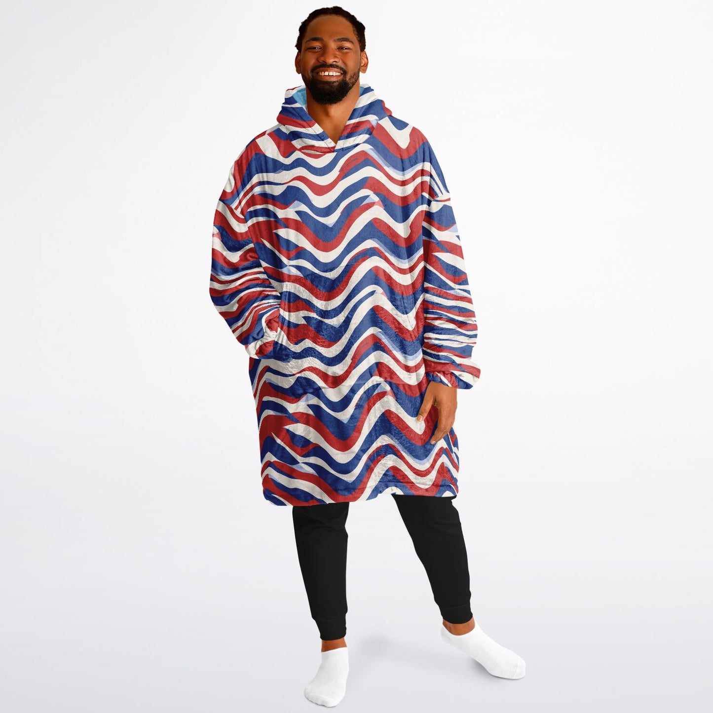 Reversible Snug Hoodie - Retro Waves and Bold Stripes Designs - AOP