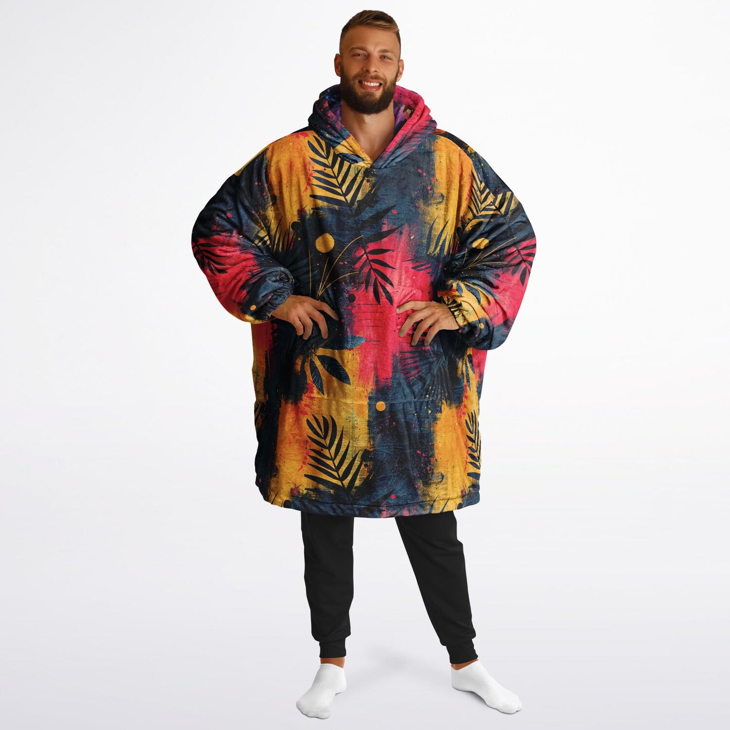 Reversible Snug Hoodie - Tropical Forest at Night Design - AOP
