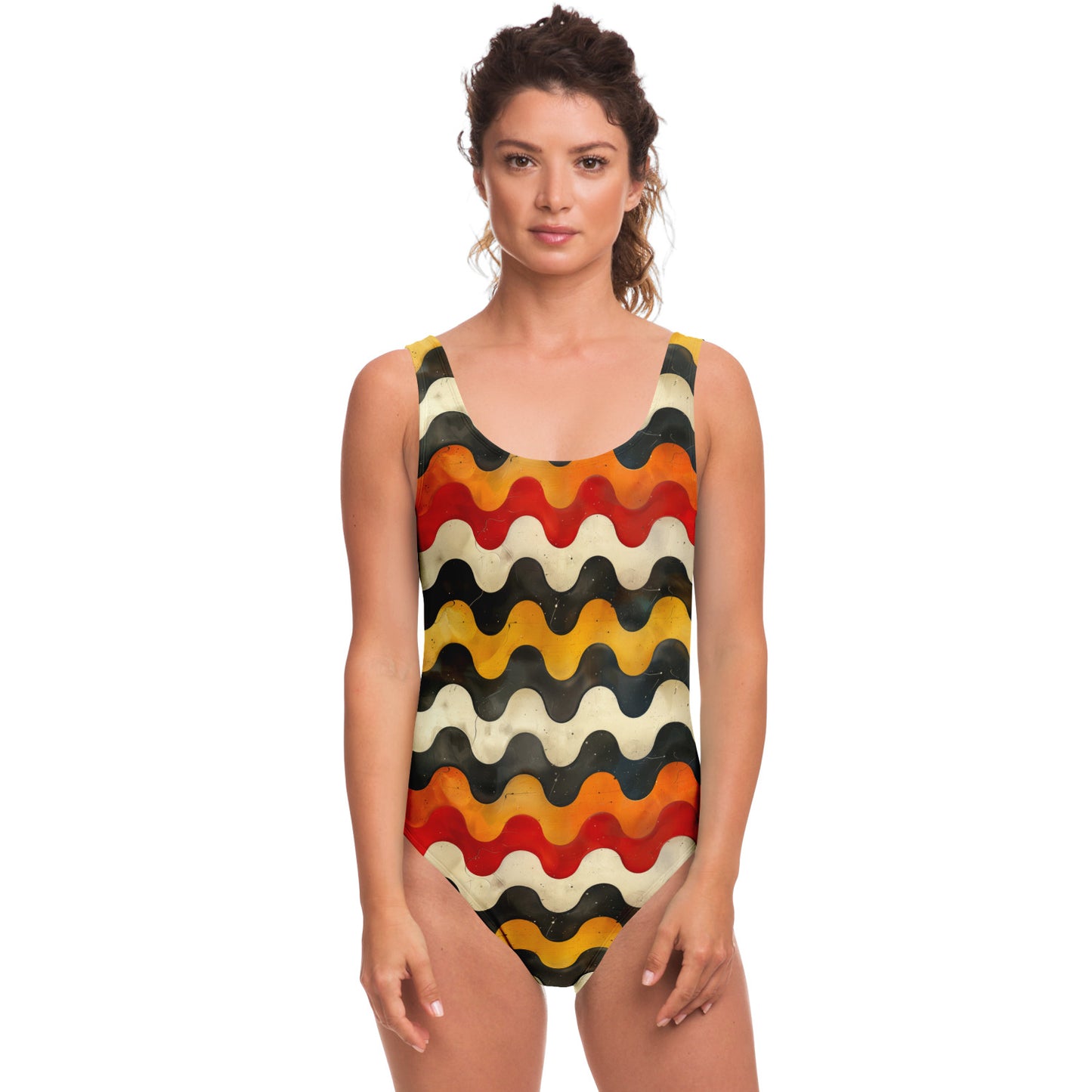 Retro Wave Pattern Women's One-Piece Swimsuit - AOP