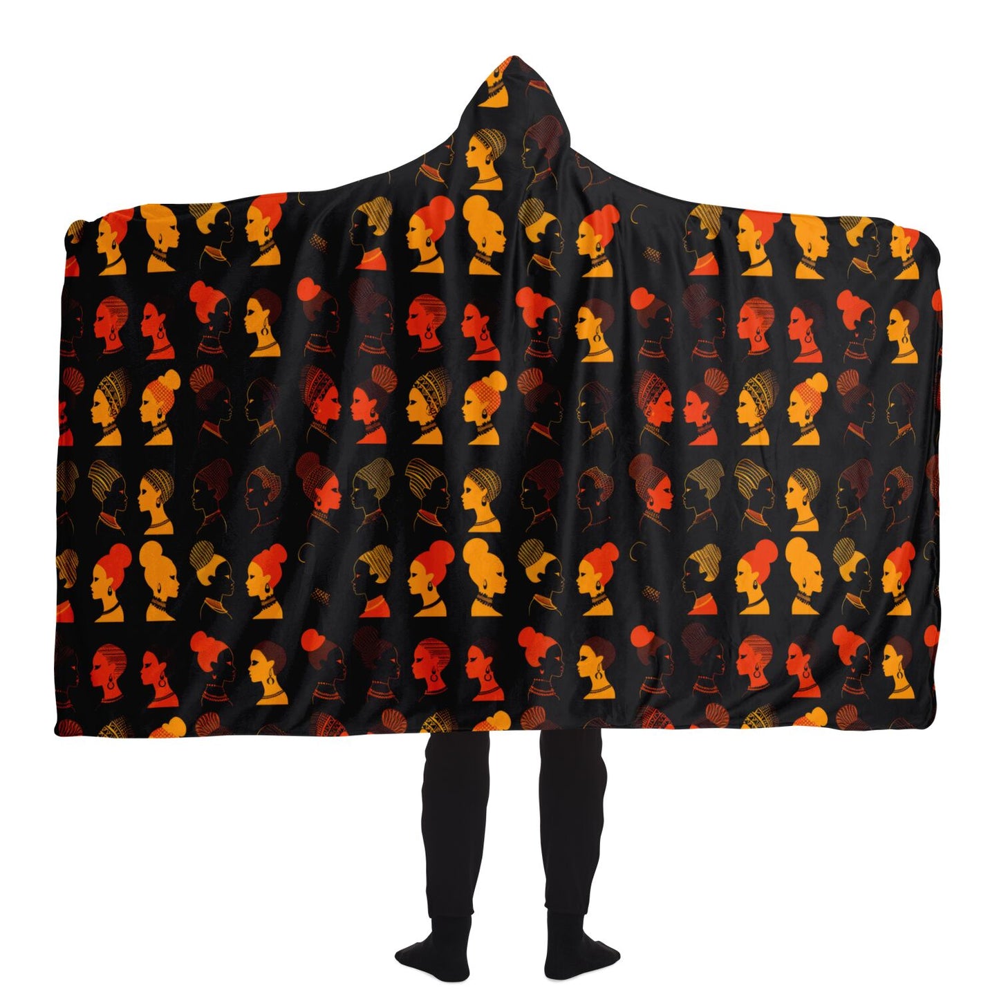 Vibrant African Silhouette Hooded Blanket