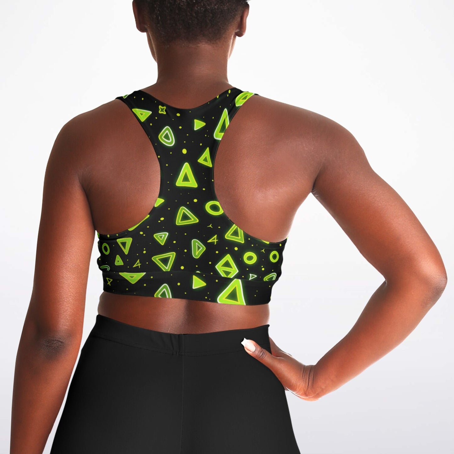 Neon Geometric Padded Sports Bra