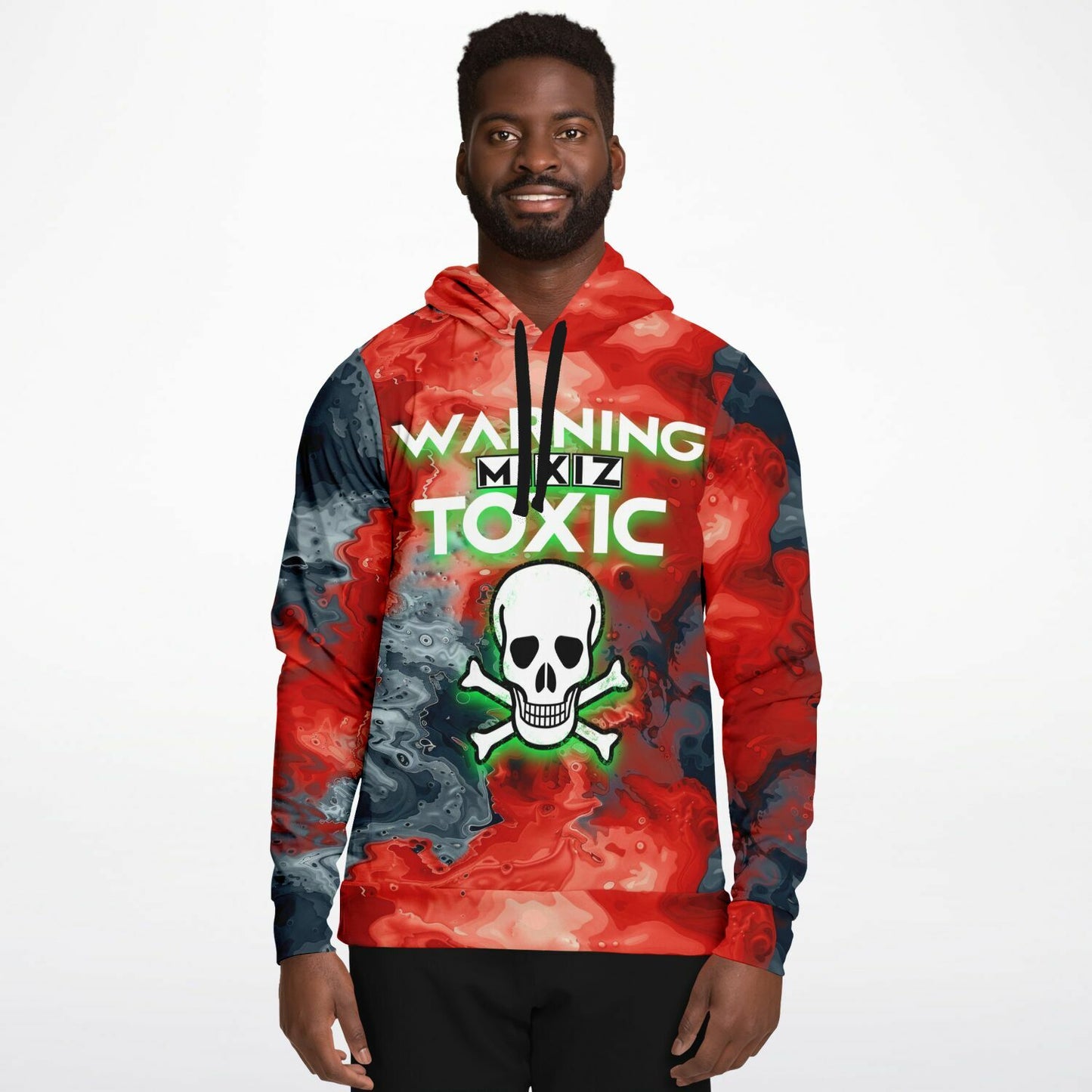 "Bold 'Warning MIXIZ Toxic' - Eye-Catching Graphic Design for Edgy Style Pullover Fashion Hoodie - AOP