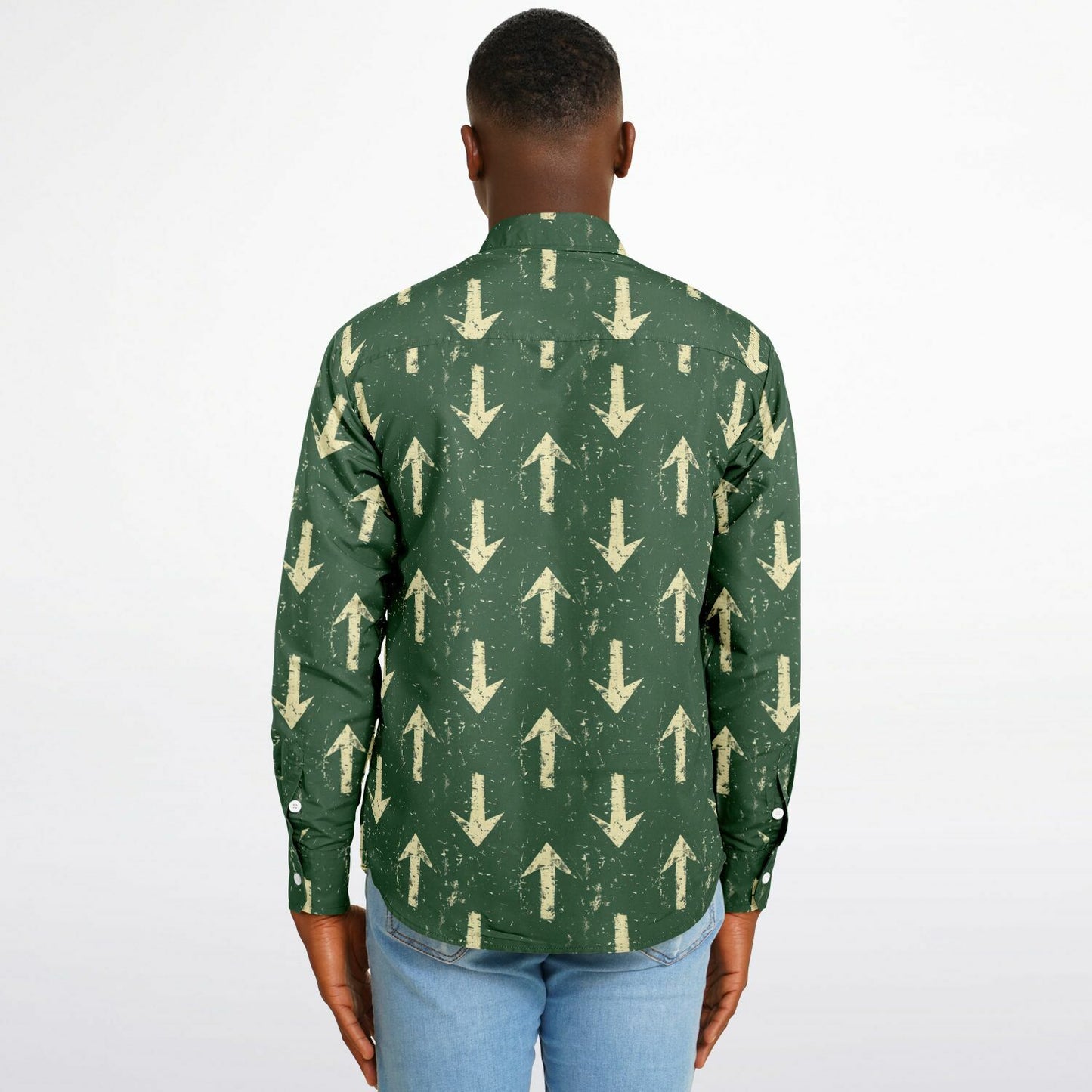 Urban Arrow Pattern Long Sleeve Button Down Shirt