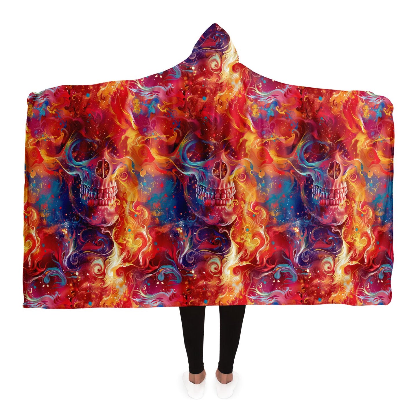 Fiery Skull Hooded Blanket