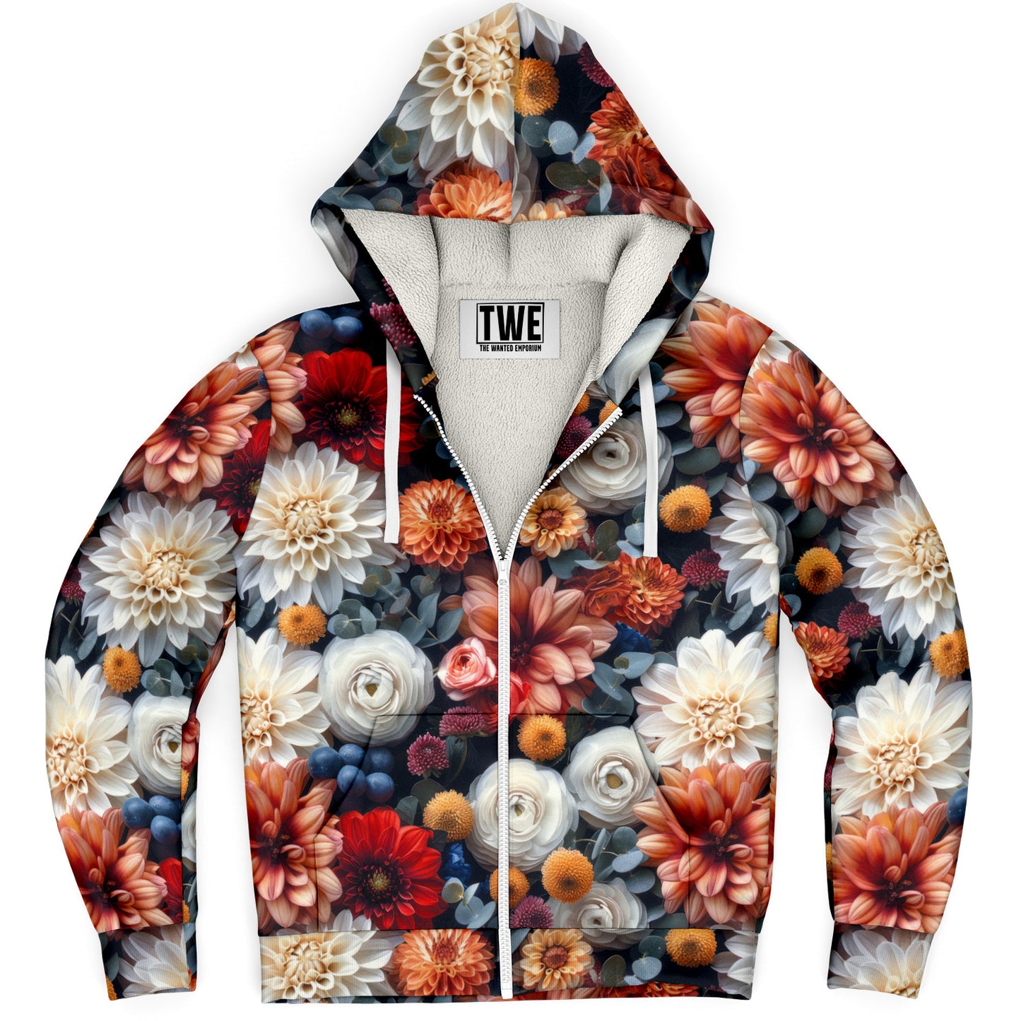 Floral Harmony Microfleece Zip hoodie - AOP