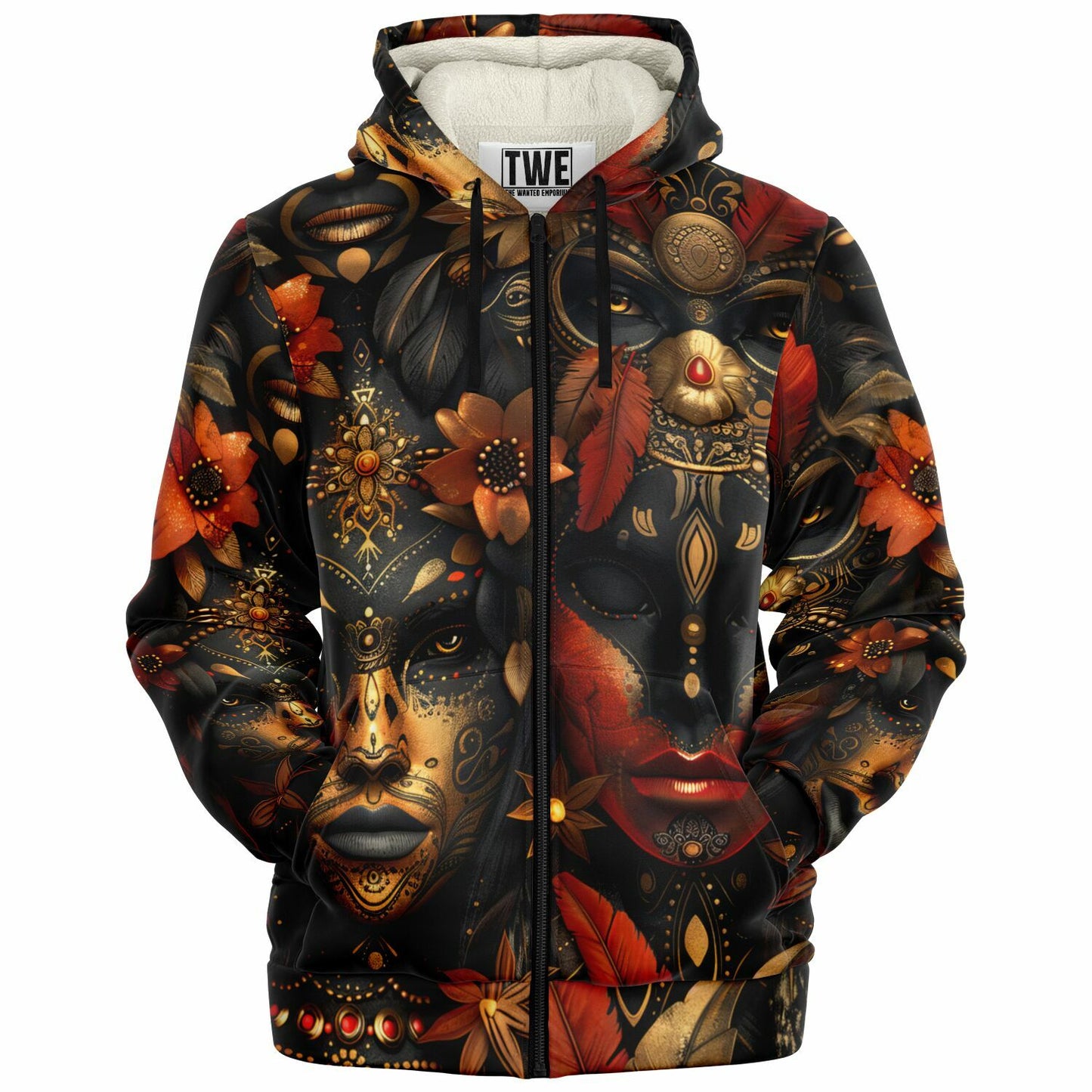 Mystical Masquerade Microfleece Zip Hoodie - AOP