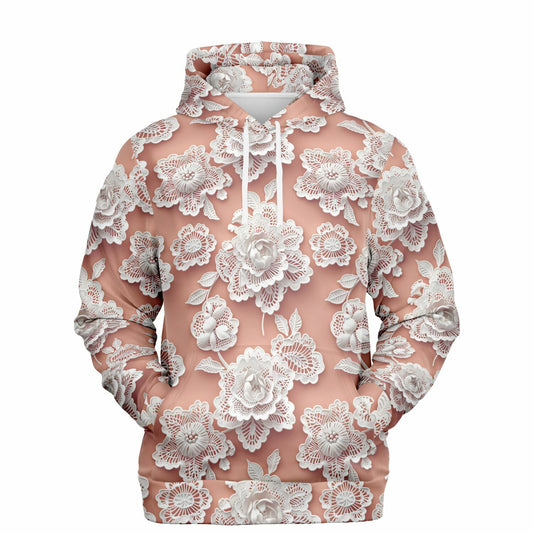 Lace Floral Pullover Fashion Hoodie - AOP