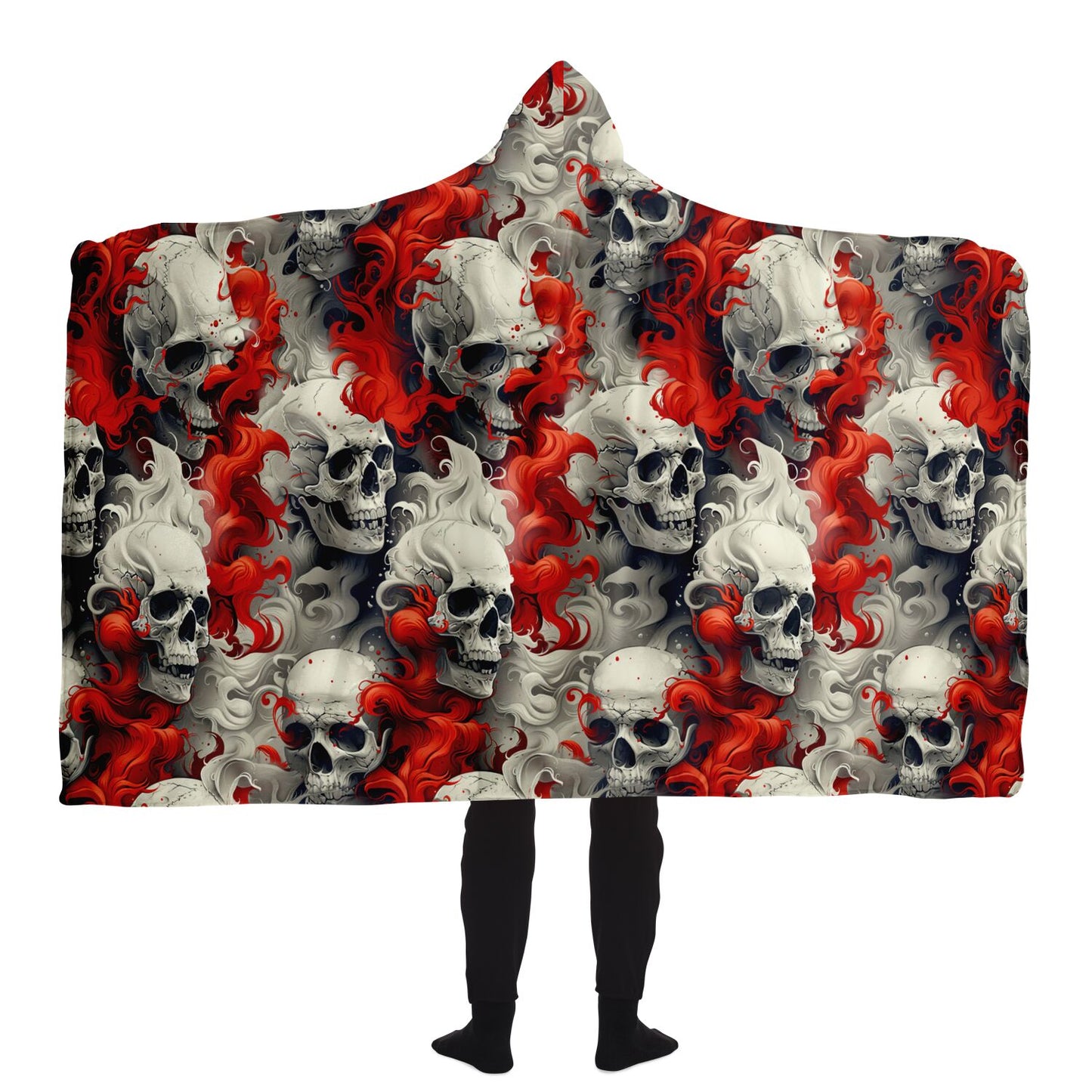 Flaming Skulls Hooded Blanket