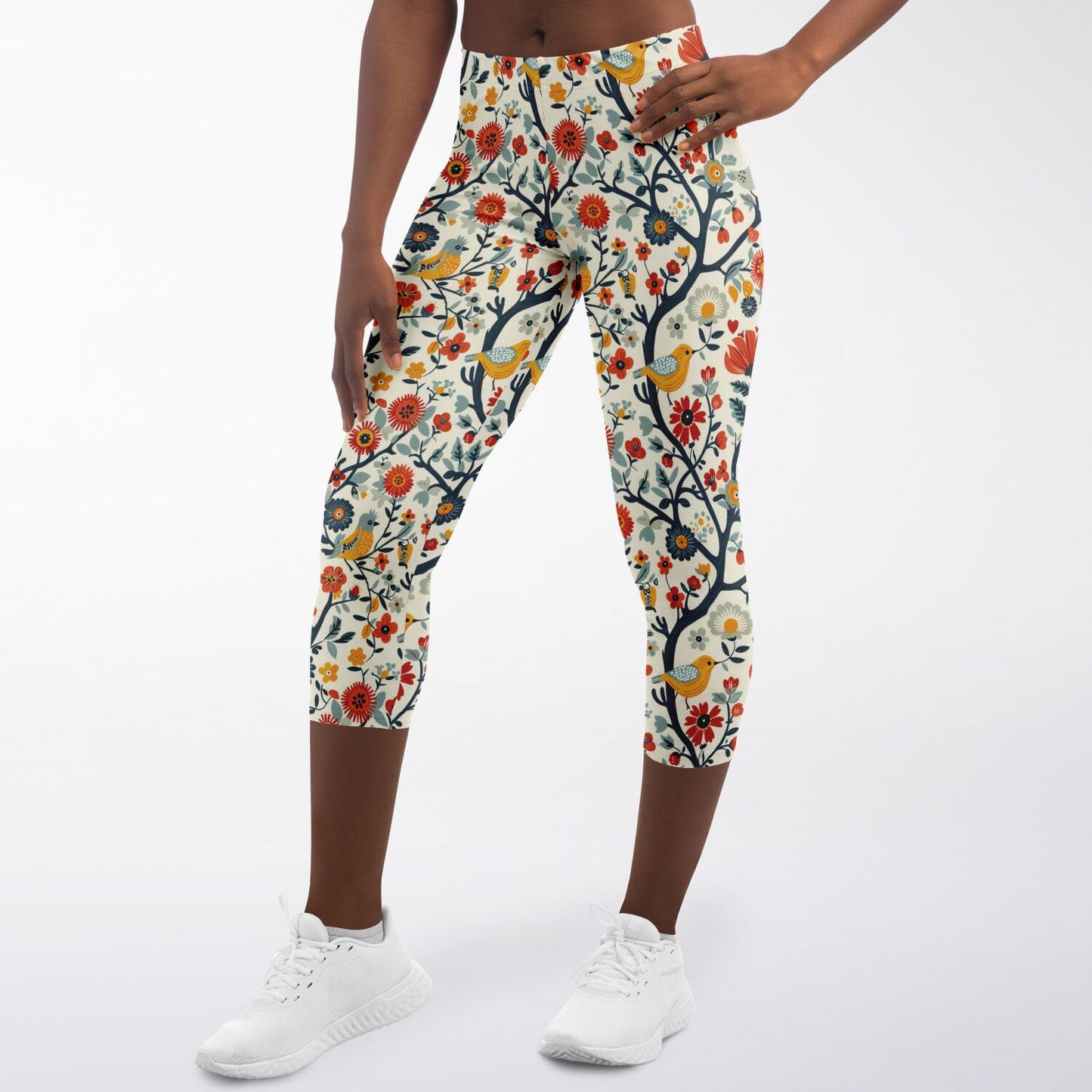 Floral Garden High-Waisted Capri Leggings for Charming Activewear - AOP