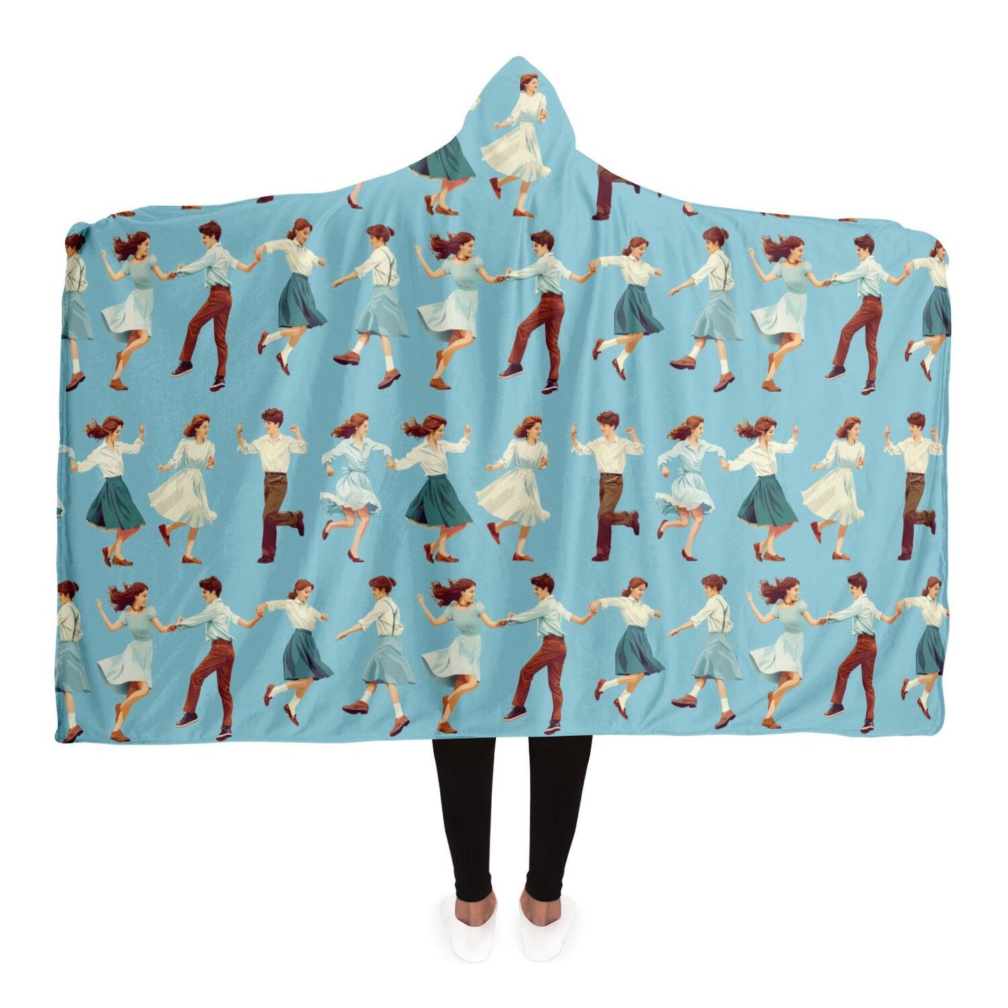 Retro Dance Pattern Hooded Blanket