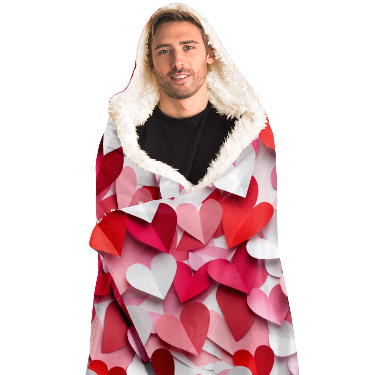 Sweet Hearts Hooded Blanket