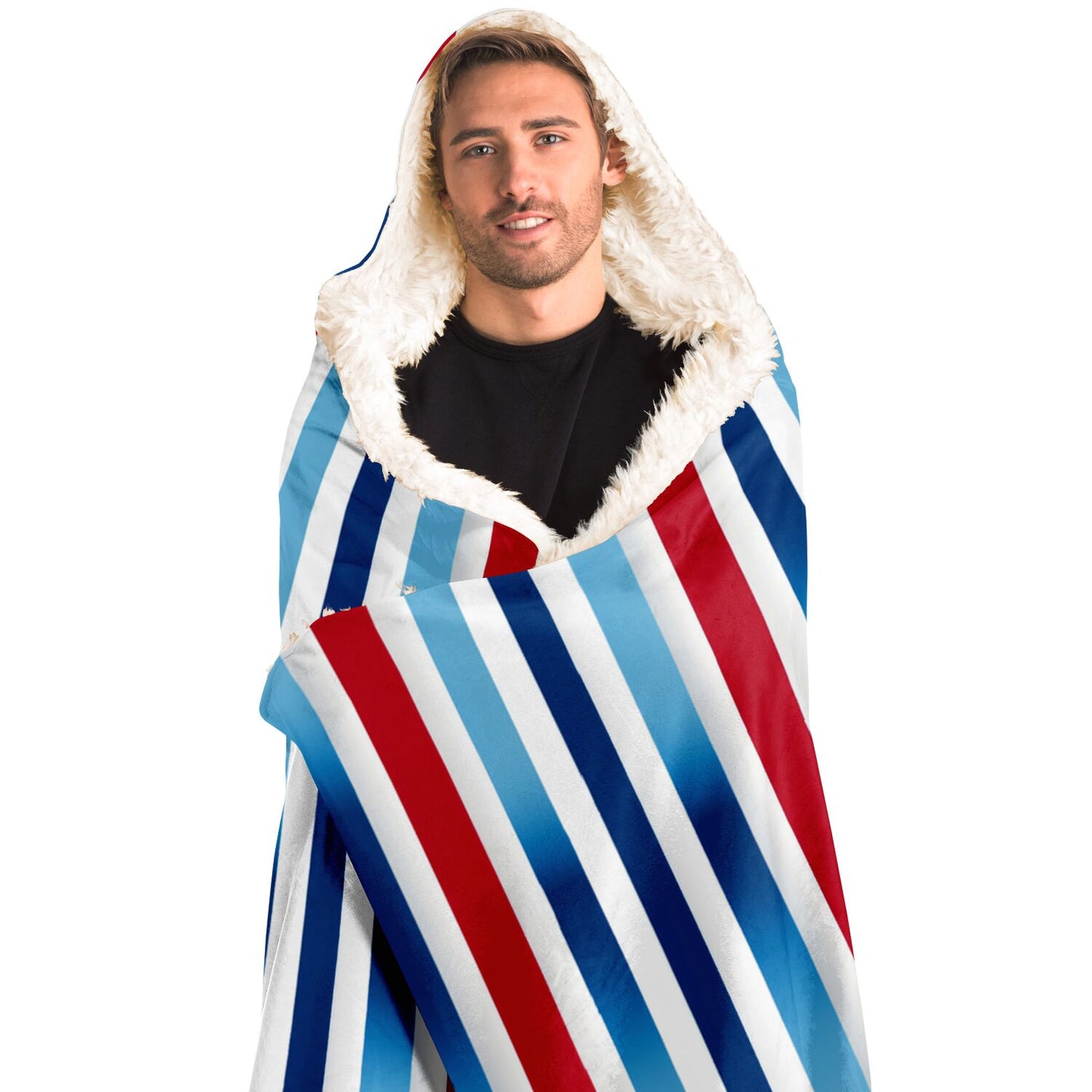 Bold Stripes Patriotic Hooded Blanket