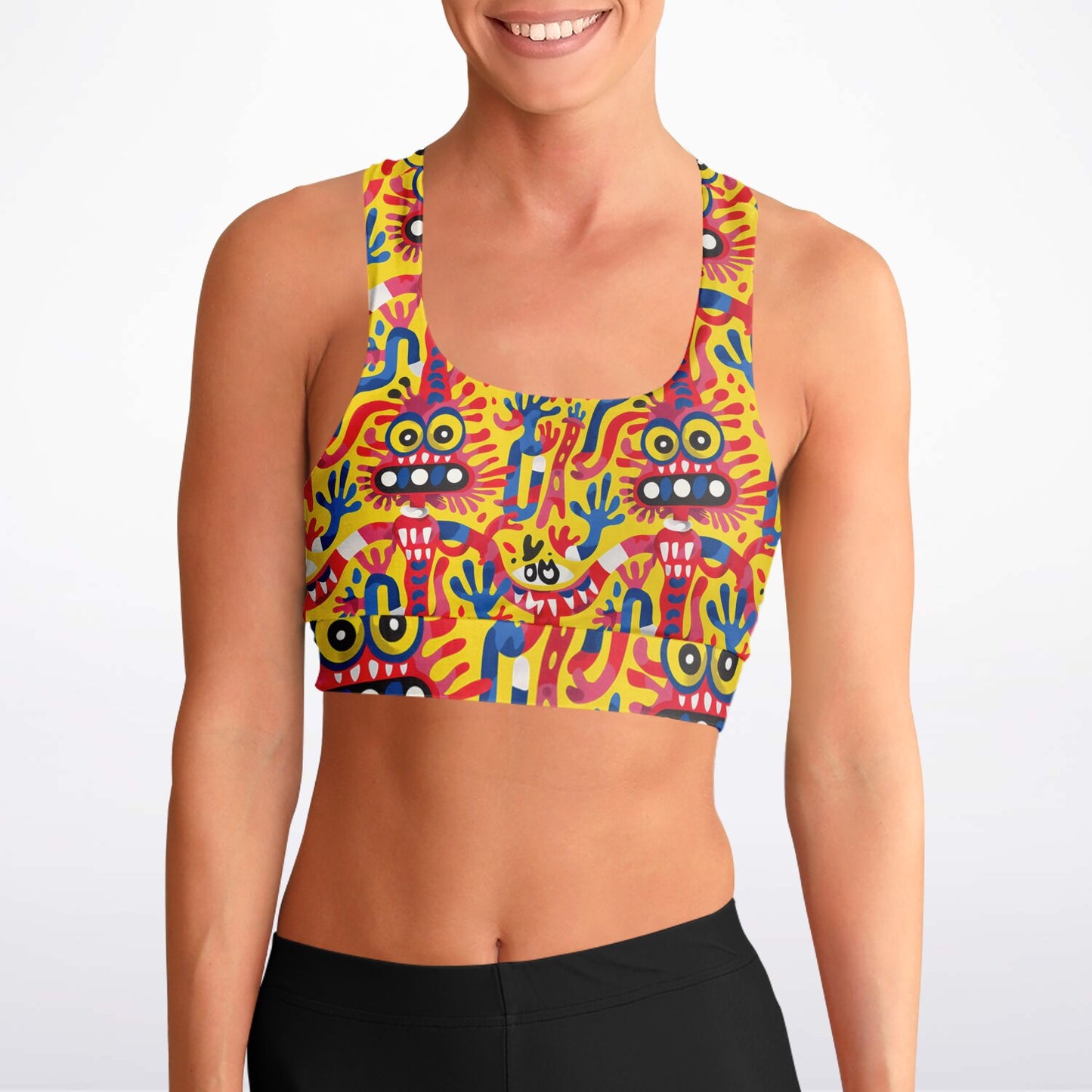 Quirky Monster Padded Sports Bra