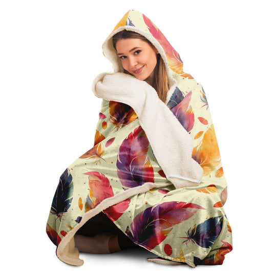 Whimsical Feather Dream Hooded Blanket