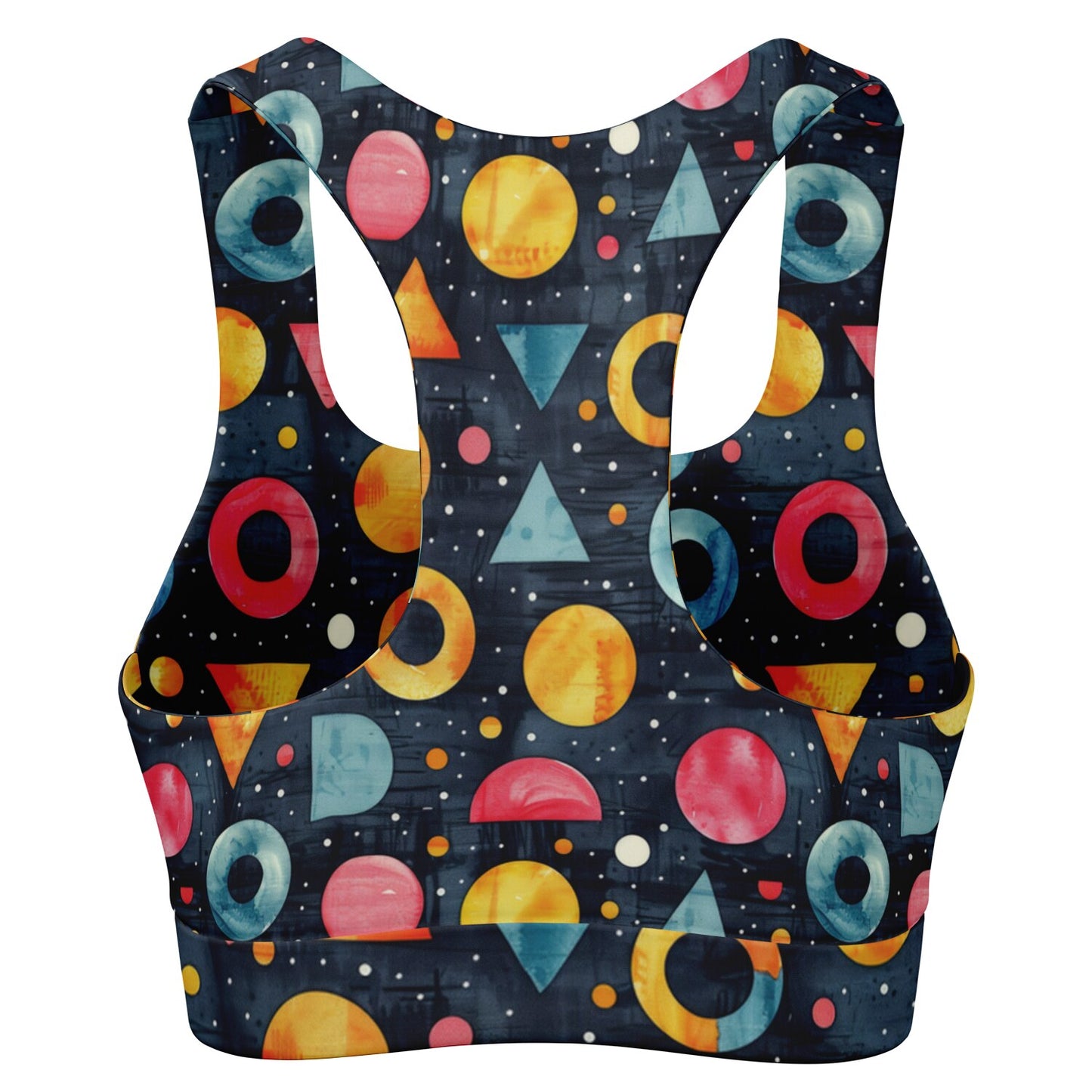 Retro Geometric Pattern Sports Bra