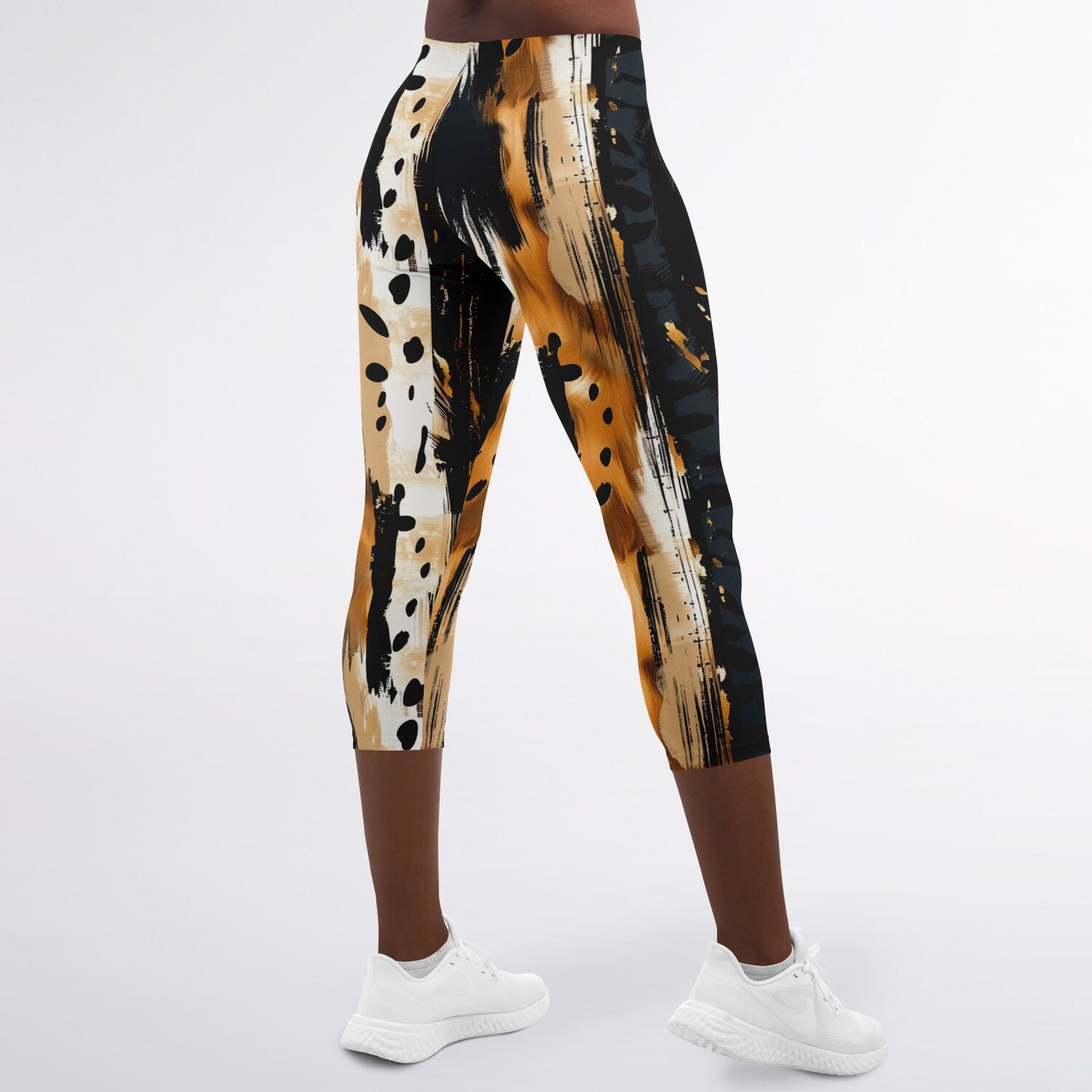 Bold and Dynamic Animal Print High-Waisted Capri Leggings for Active Lifestyle - AOP