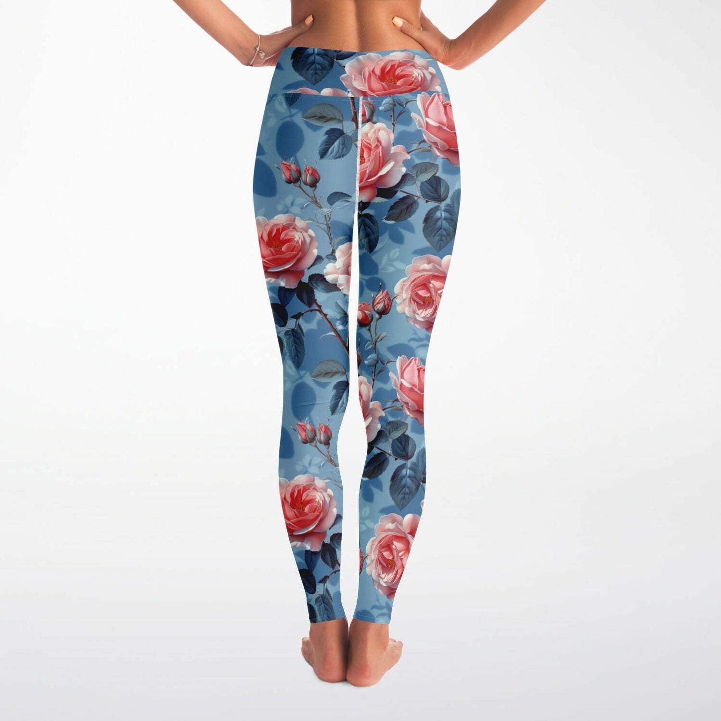 Floral Elegance High-Waisted Yoga Leggings for Graceful and Feminine Style - AOP