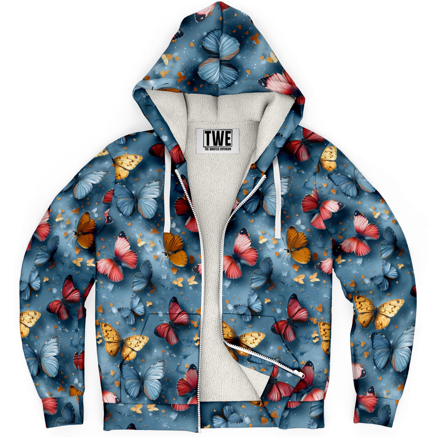 Whimsical Butterfly Microfleece Zip hoodie - AOP