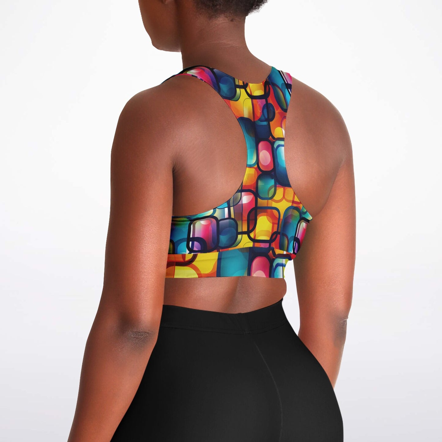 Vibrant Geometric Bliss Padded Sports Bra