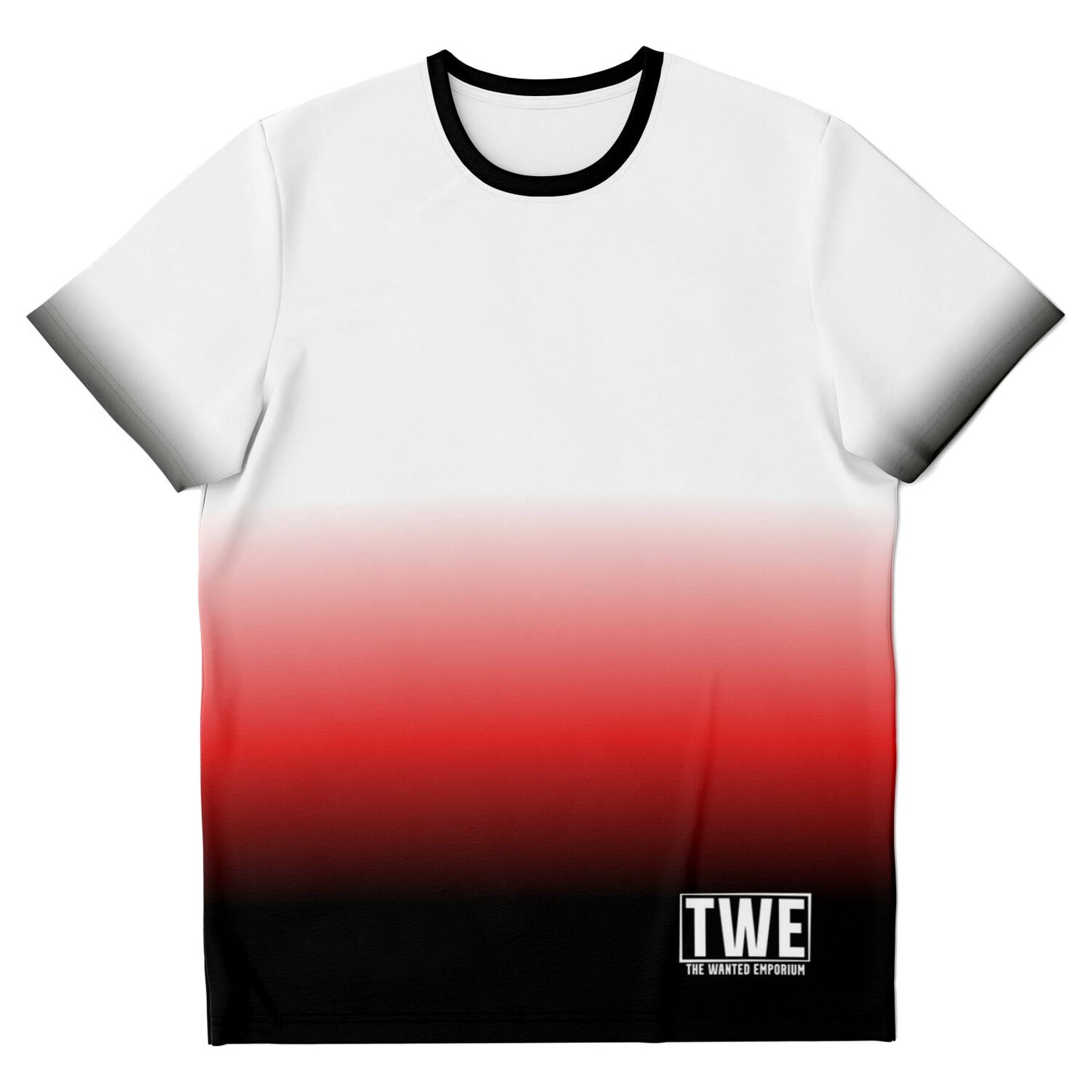 Vibrant Gradient Unisex T-Shirt - Black, Red, and White Fade