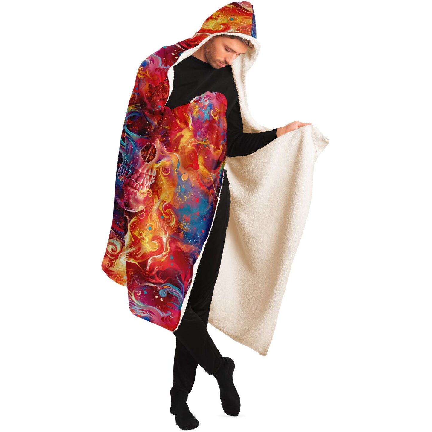 Fiery Skull Hooded Blanket