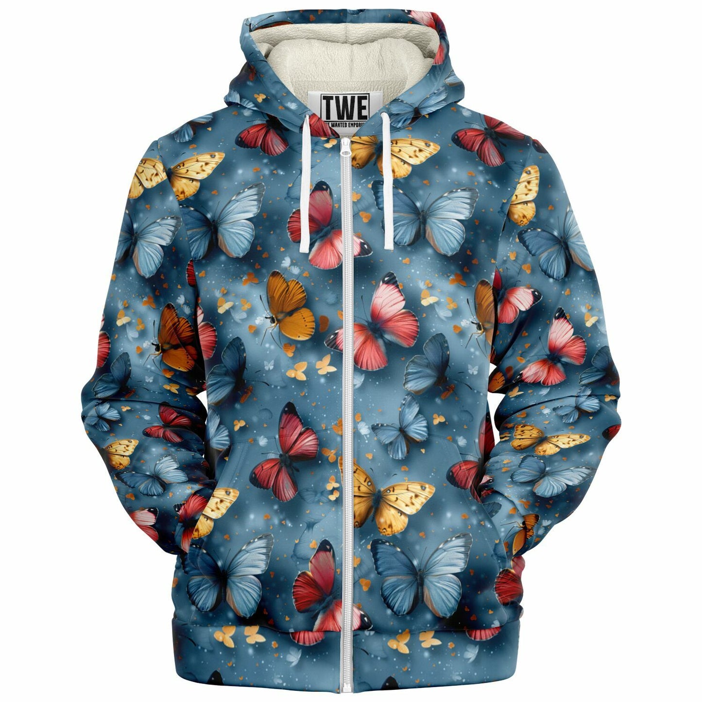 Whimsical Butterfly Microfleece Zip hoodie - AOP