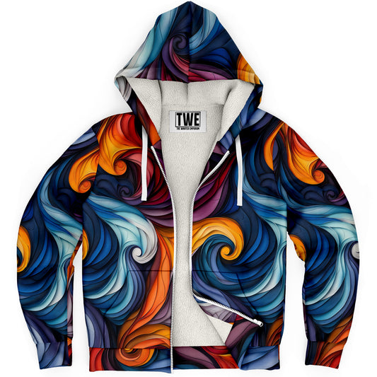 Abstract Swirl Microfleece Zip hoodie - AOP