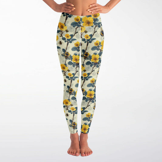 Sunflower and Bee Yoga Leggings - AOP