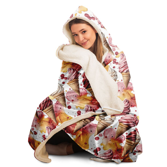 Cosy Ice Cream Delight Hooded Blanket