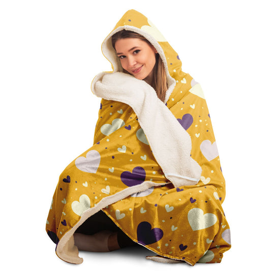 Golden Heart Delight Hooded Blanket