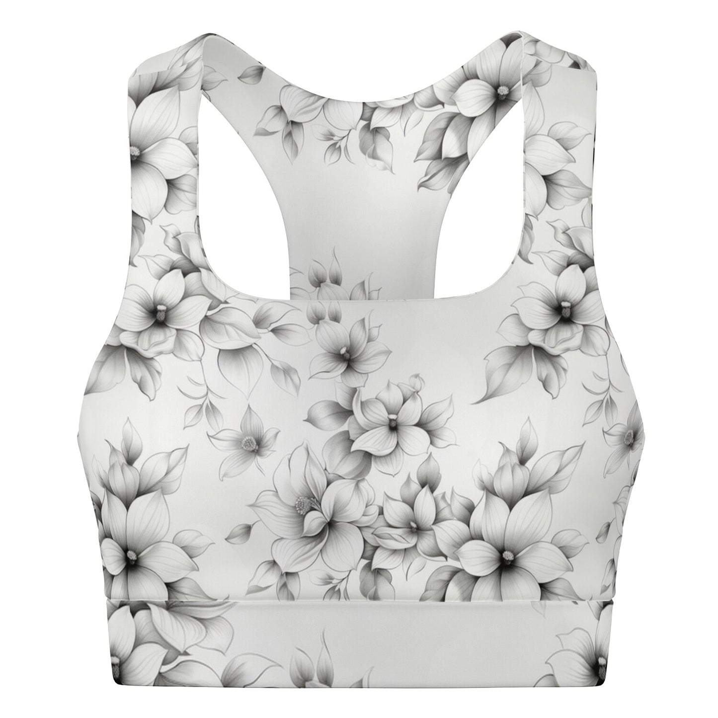 Elegant Floral Sports Bra