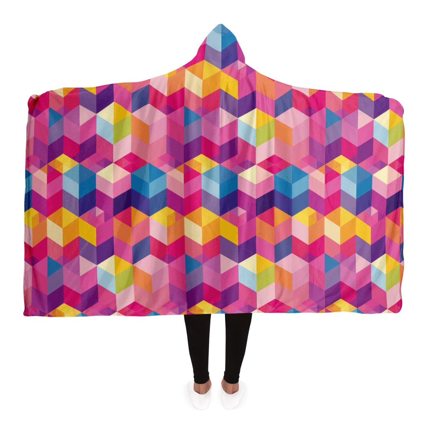 Vibrant Geometric Hooded Blanket