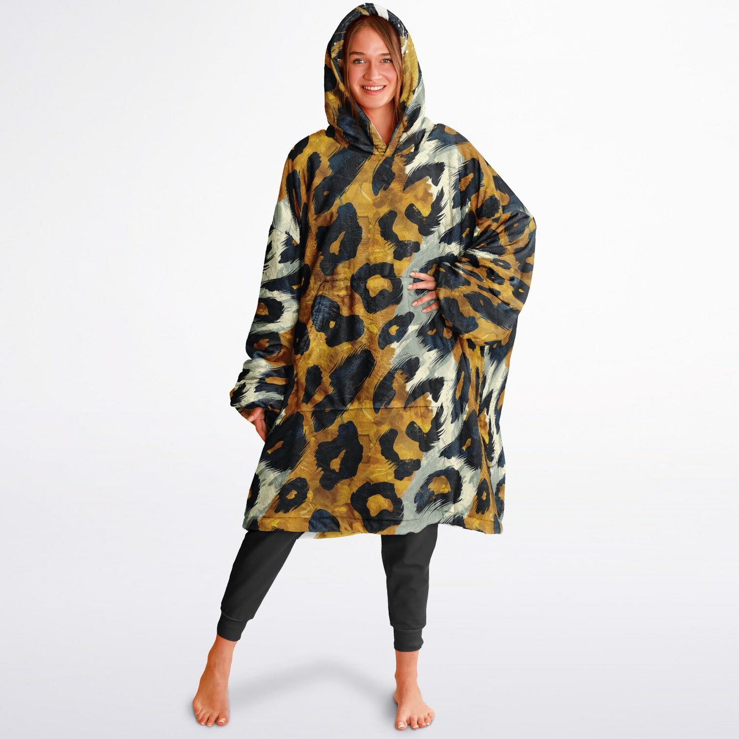 Reversible Snug Hoodie - Wild Animal Print Design - AOP