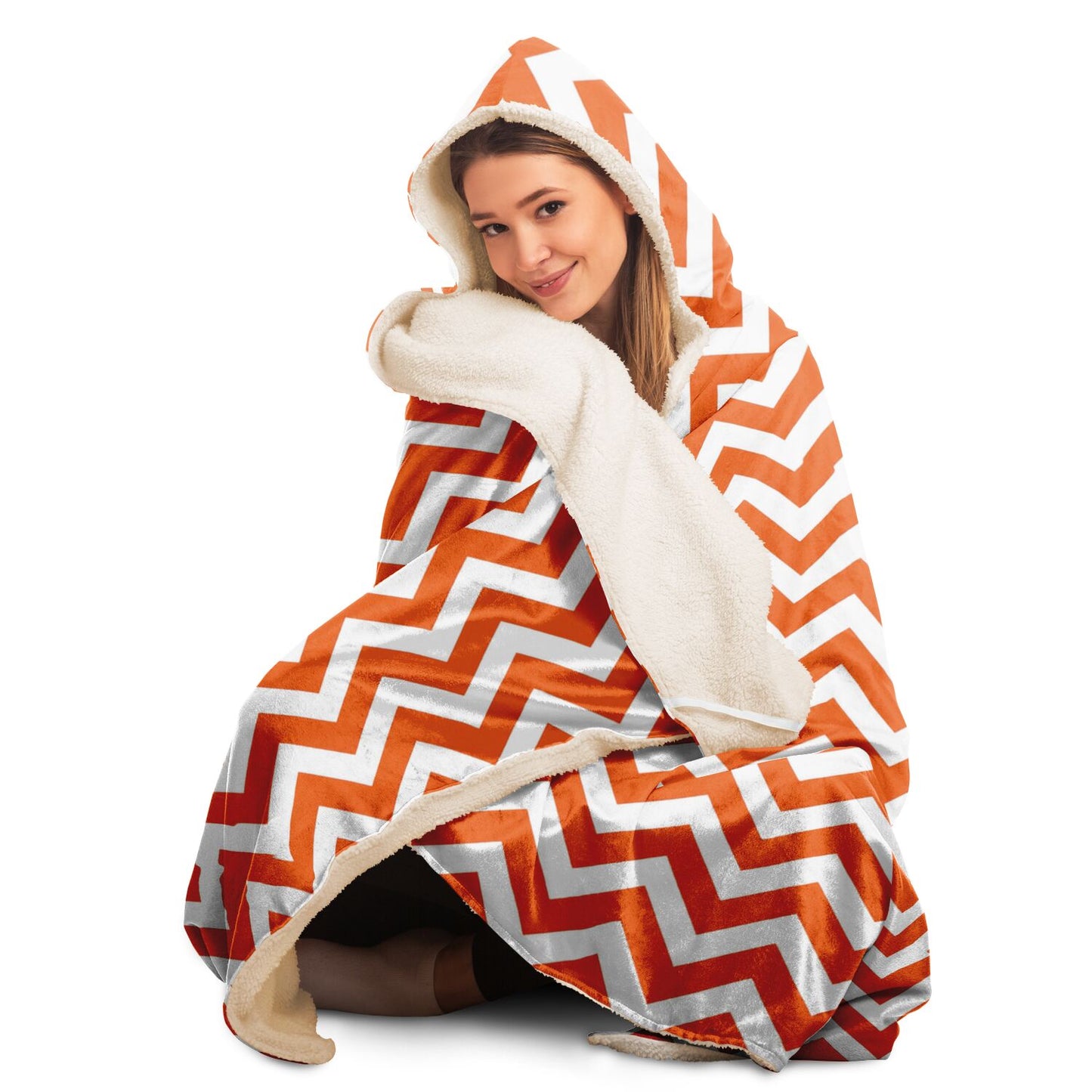 Bold Orange Chevron Hooded Blanket