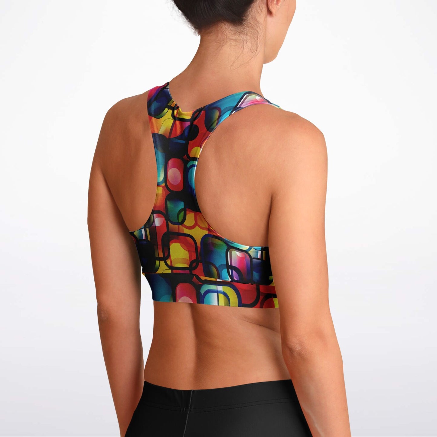 Vibrant Geometric Bliss Padded Sports Bra