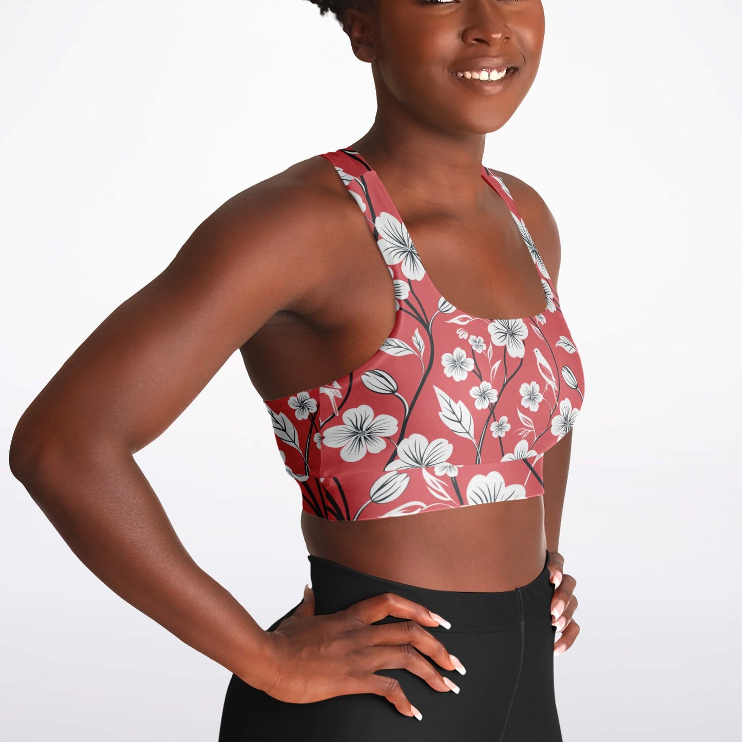 Floral Elegance Padded Sports Bra