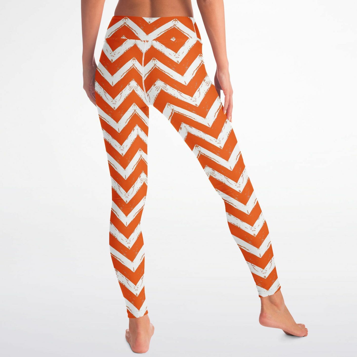 Retro Chevron High-Waisted Yoga Leggings for Bold and Stylish Practice - AOP