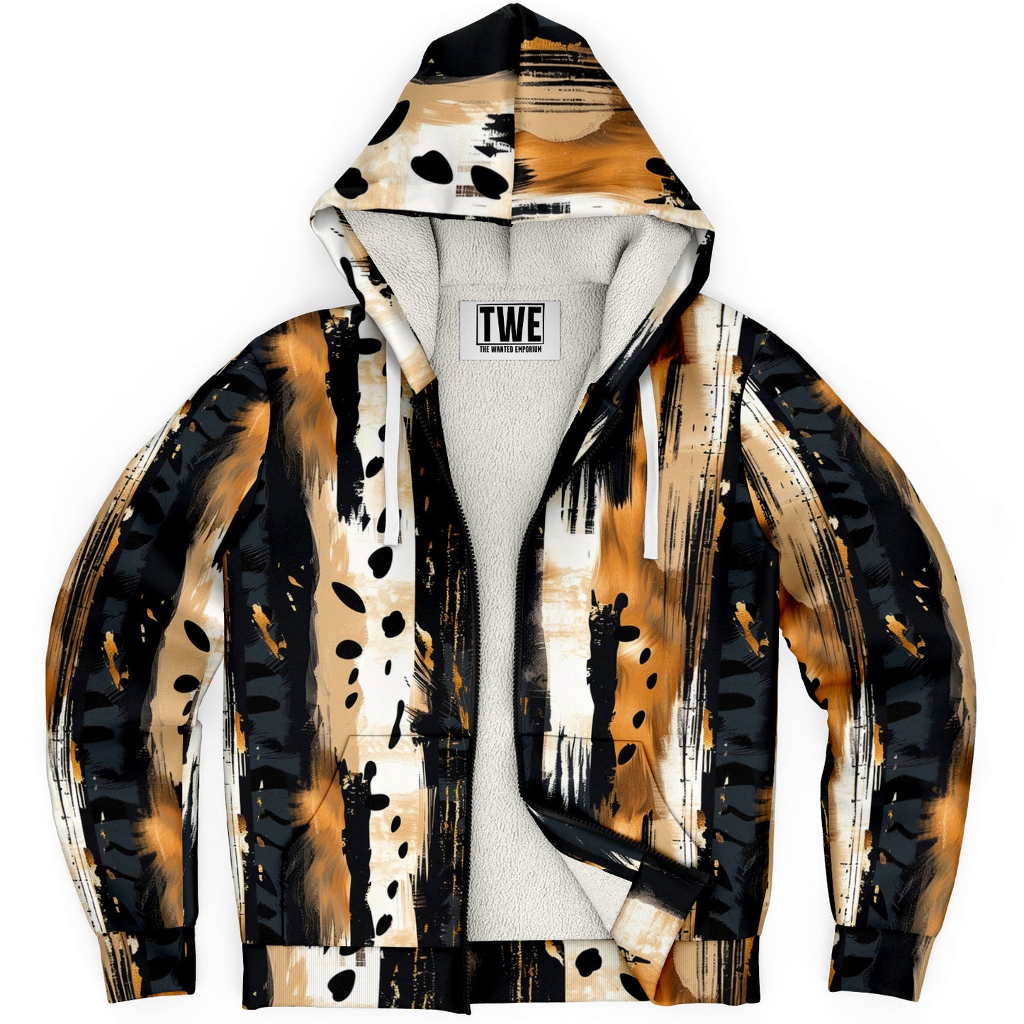 Wild Brushstroke Microfleece Zip hoodie - AOP