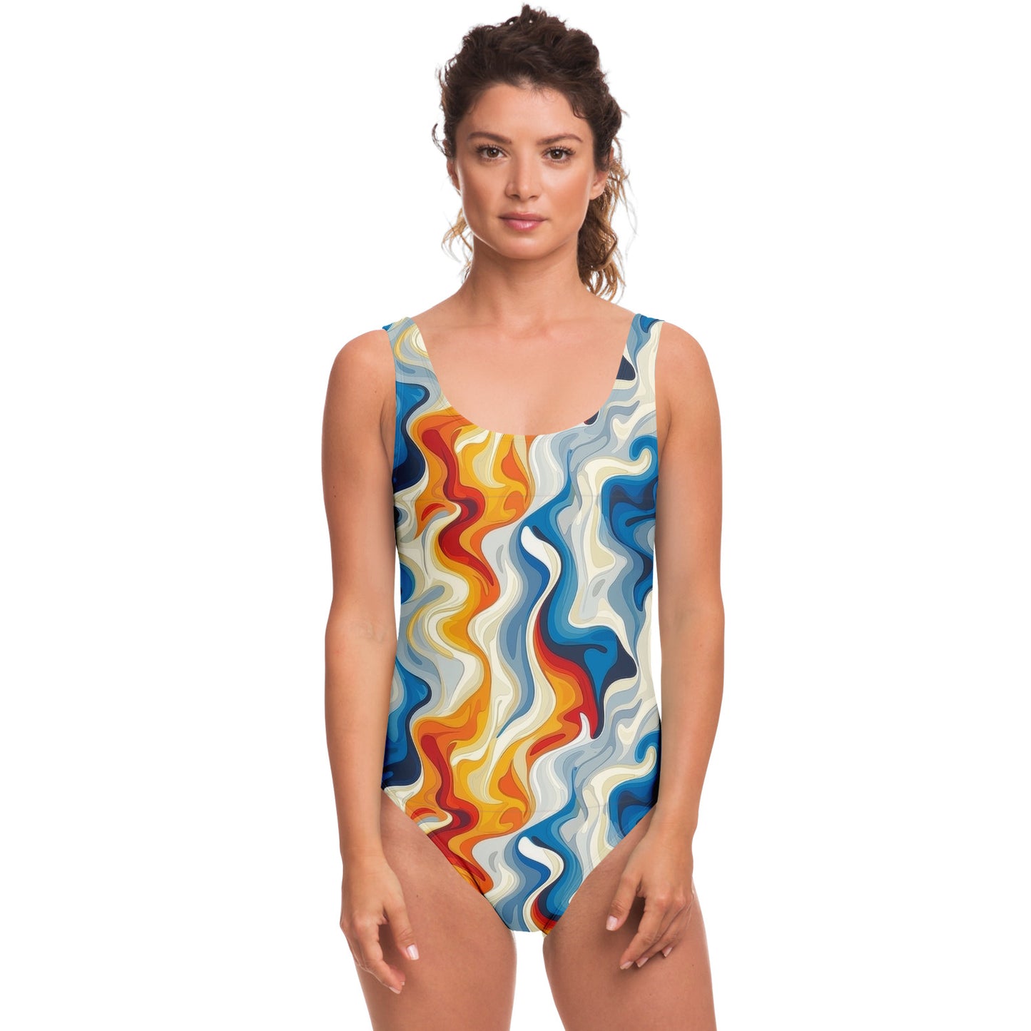 Retro Swirl Pattern Women's One-Piece Swimsuit - AOP