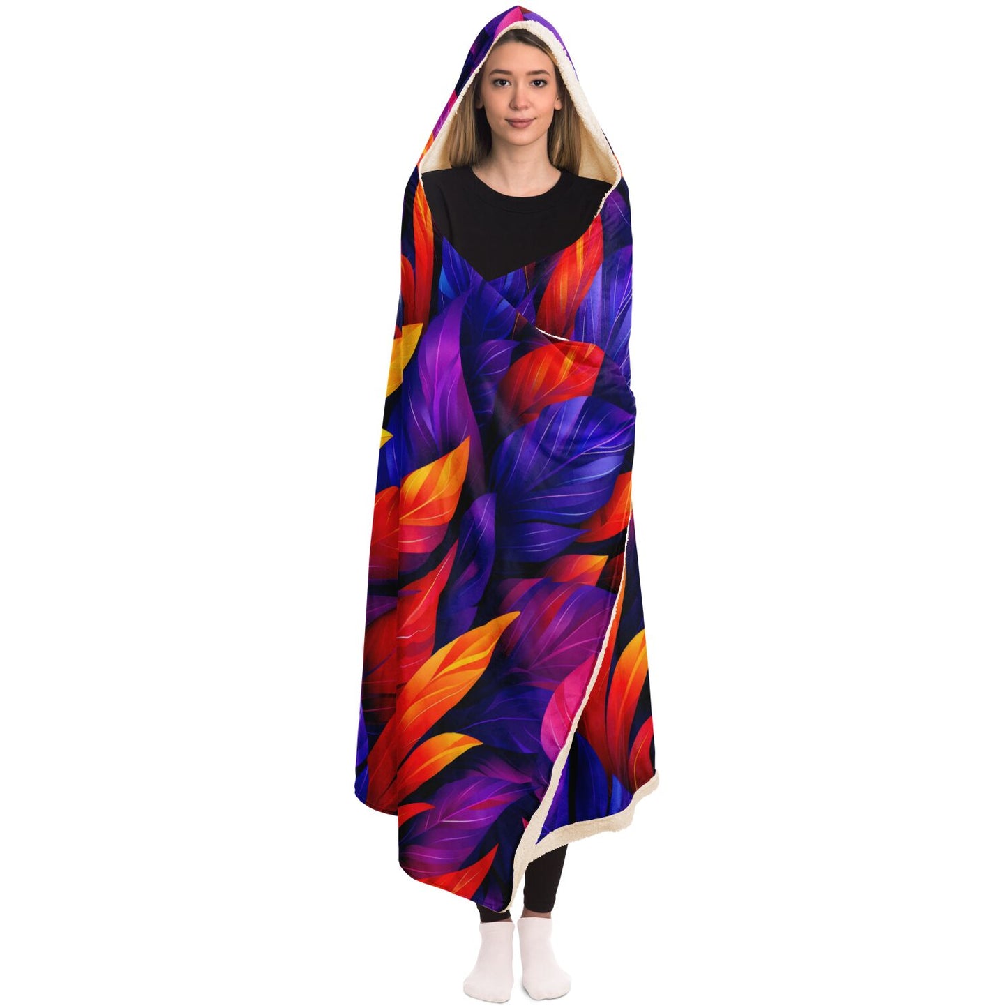 Vivid Feather Fantasy Hooded Blanket