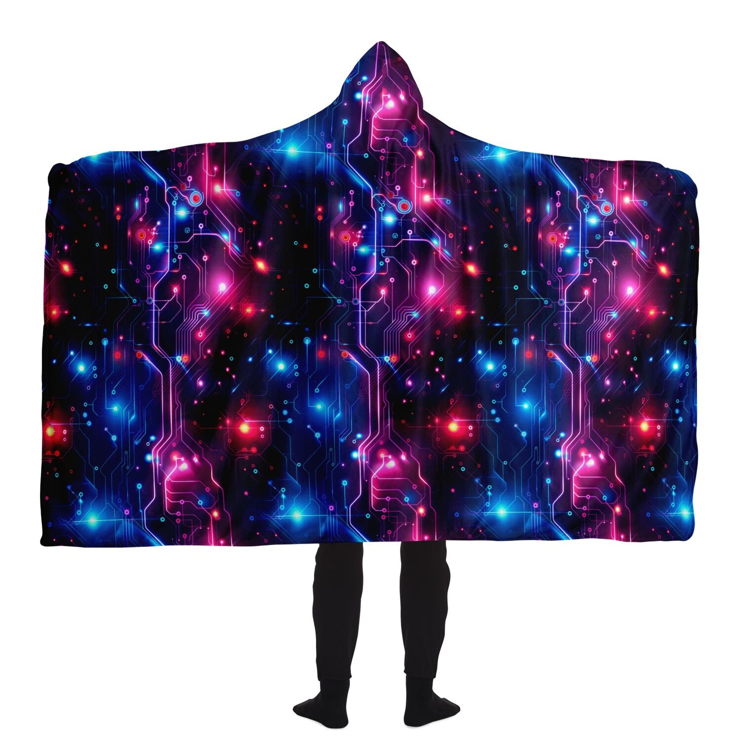 Techno Glow Circuitry Hooded Blanket