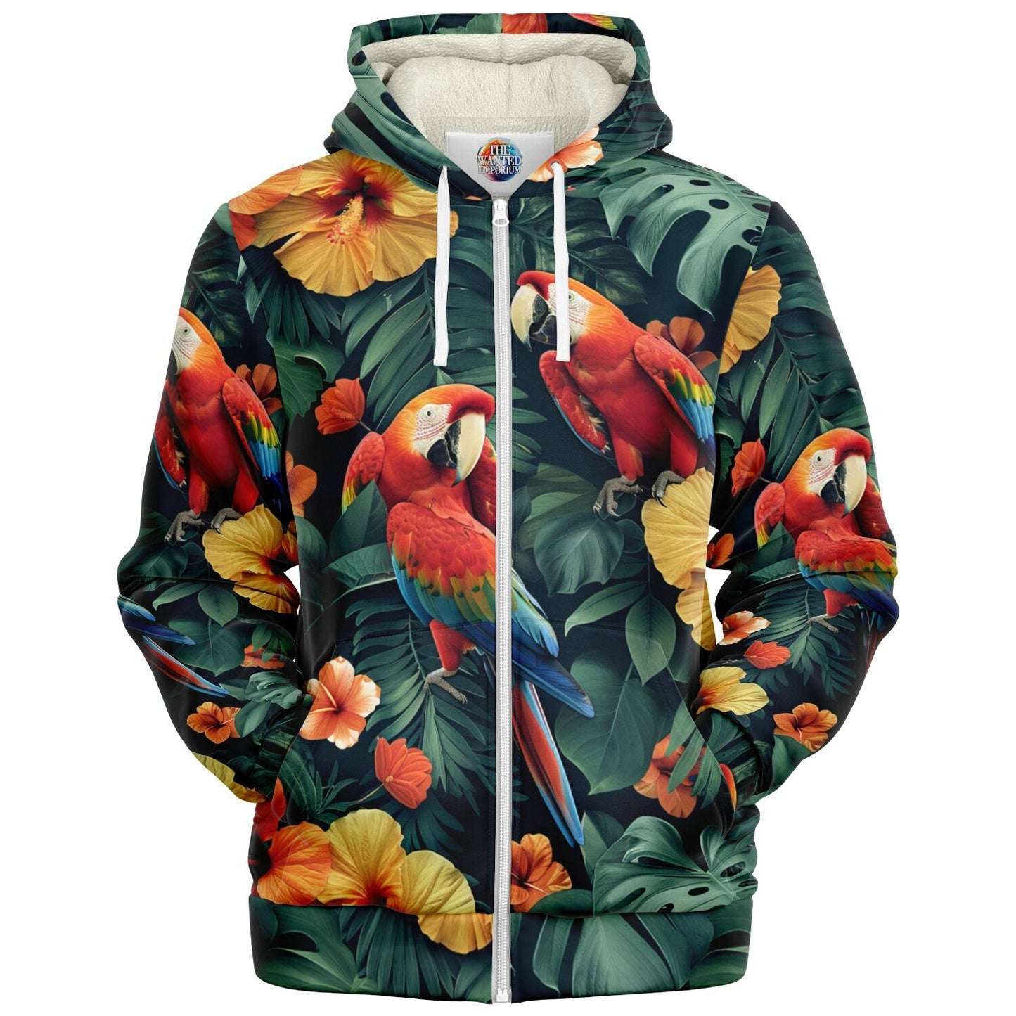 Tropical Parrot Microfleece Zip hoodie - AOP