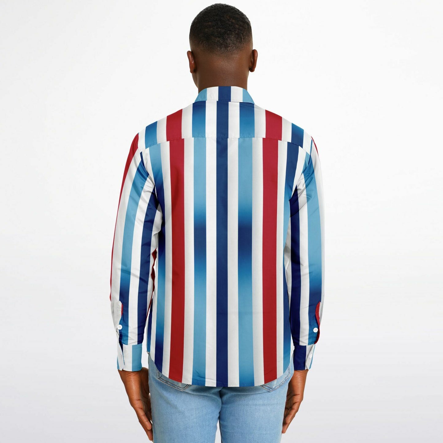 Patriotic Stripes Long Sleeve Button Down Shirt