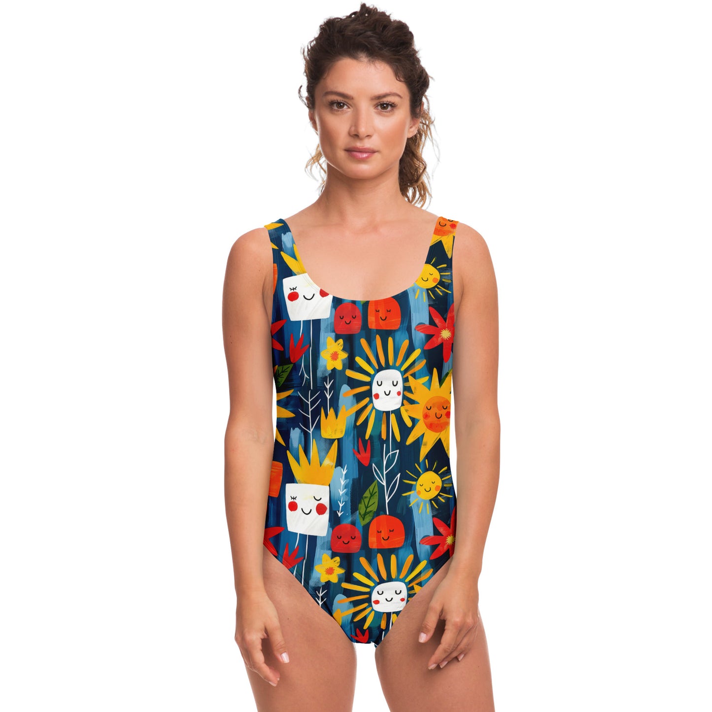 Whimsical Sunshine and Flowers Women's One-Piece Swimsuit - AOP