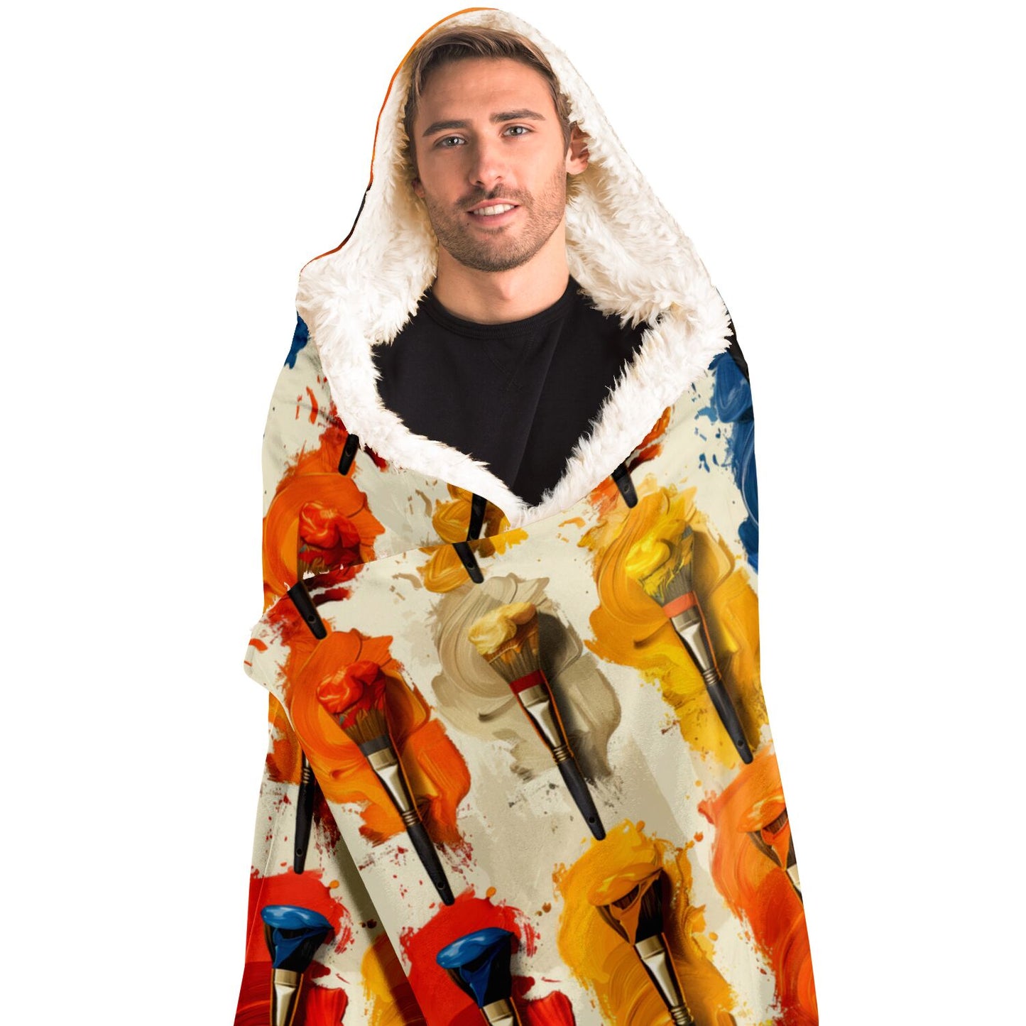 Vibrant Paintbrush Hooded Blanket